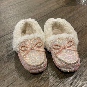 Pink Glitter Moccasins